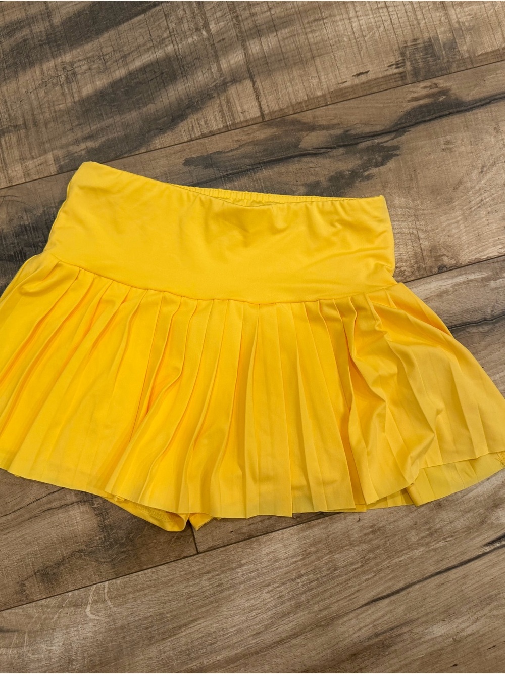 Yellow Pleated Skirted Shorts